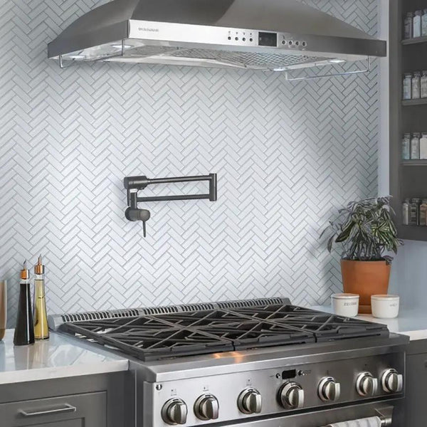 White 11x13 Glossy Herringbone Glass Mosaic Tile (5 pack, 4.8125 sq ft/case)
