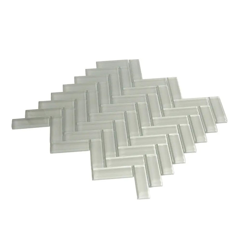 Beige 11x13 Glossy Herringbone Glass Mosaic Tile (5 pack, 4.8125 sq ft/case) by Apollo Tile