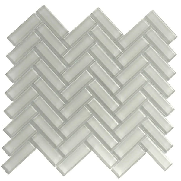 Beige 11x13 Glossy Herringbone Glass Mosaic Tile (5 pack, 4.8125 sq ft/case), photo 2 of 9