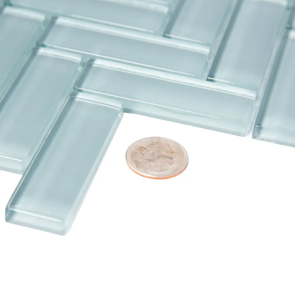 Stone Blue 11x13 Glossy Herringbone Glass Mosaic Tile (5 pack, 4.8125 sq ft/case) by Apollo Tile