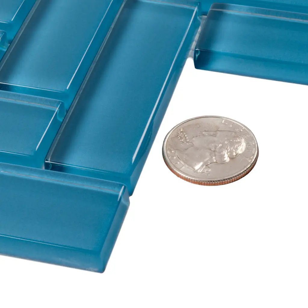 Cerulean Blue 11x13 Glossy Herringbone Glass Mosaic Tile (5 pack, 4.8125 sq ft/case) by Apollo Tile
