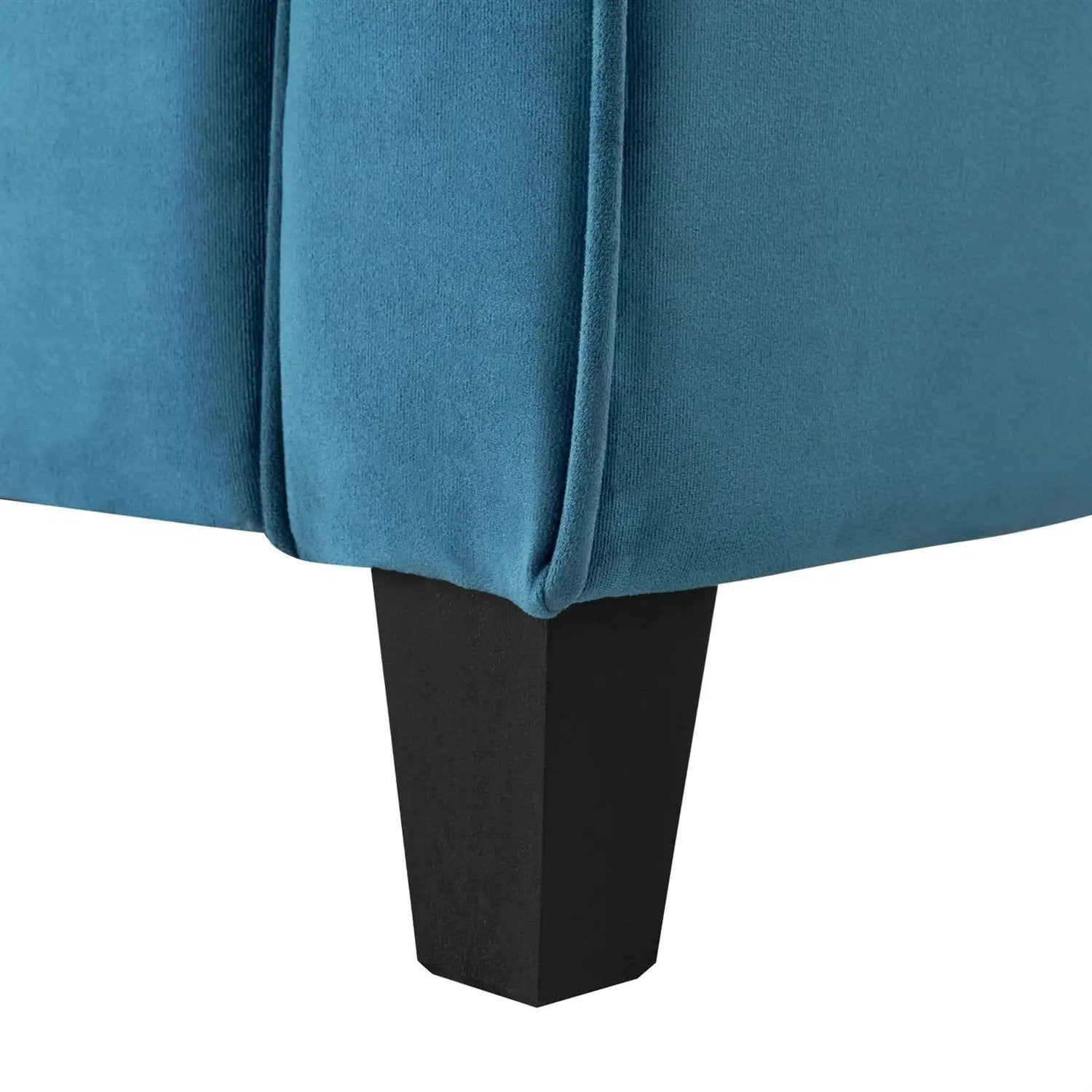 Modern 3-Seater Upholstered Sofa in Blue Microfiber with Button Tufted Cushions by HomePacific