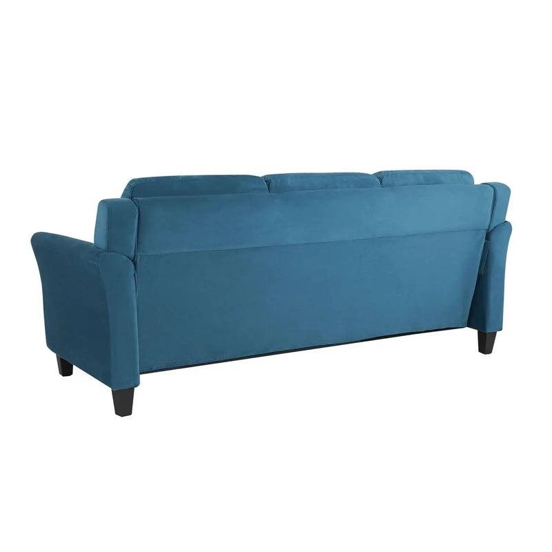 Modern 3-Seater Upholstered Sofa in Blue Microfiber with Button Tufted Cushions by HomePacific