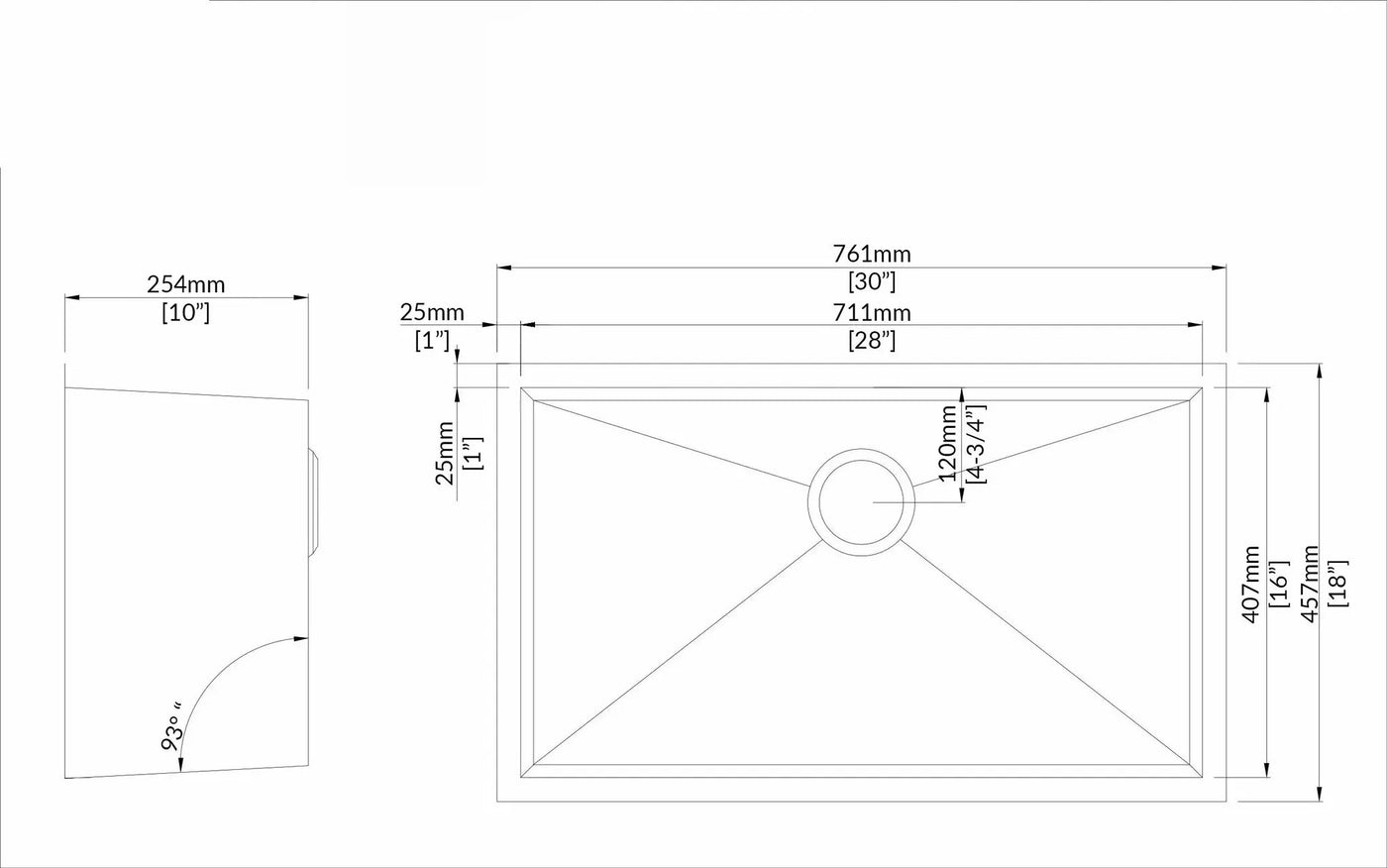 Stainless Steel Square Sink (Single Bowl) by The Original Granite Bracket