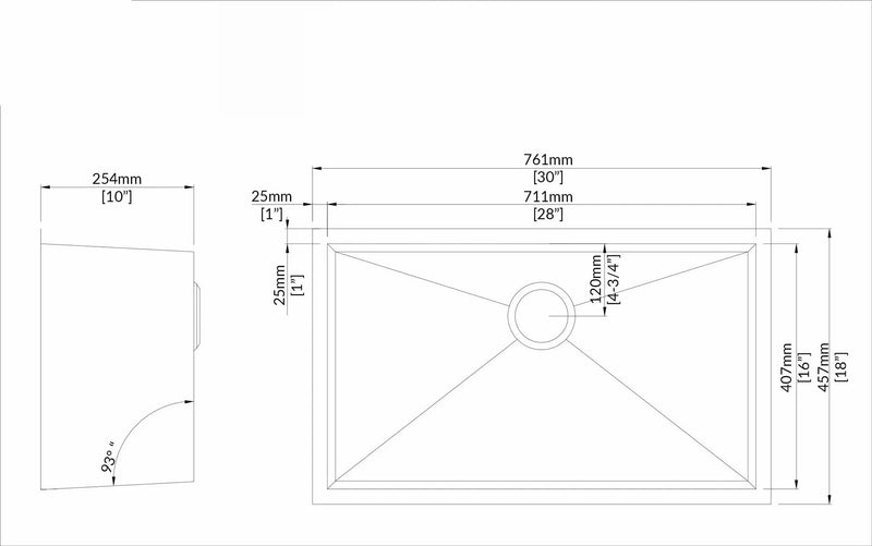 Stainless Steel Square Sink (Single Bowl) by The Original Granite Bracket