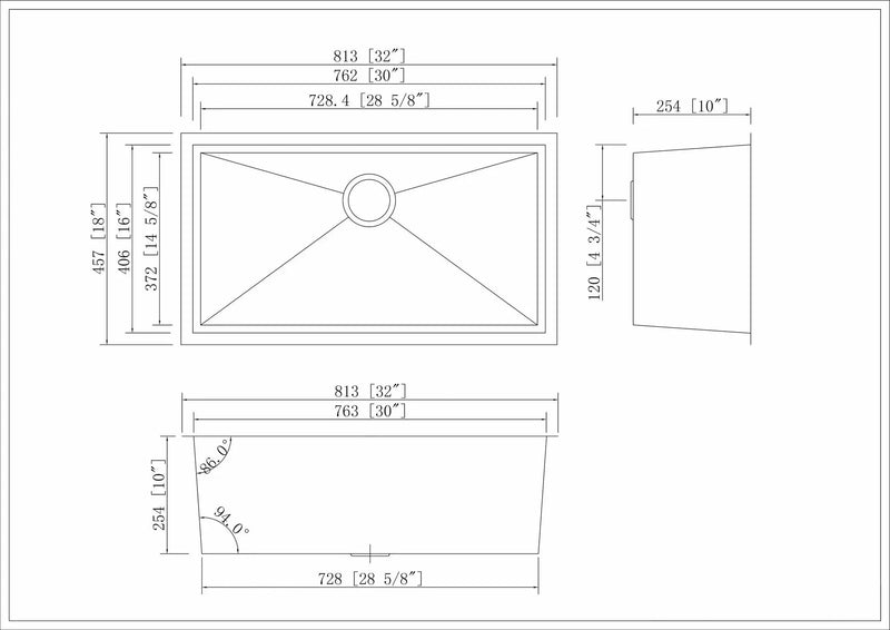 Stainless Steel Square Sink (Single Bowl) by The Original Granite Bracket