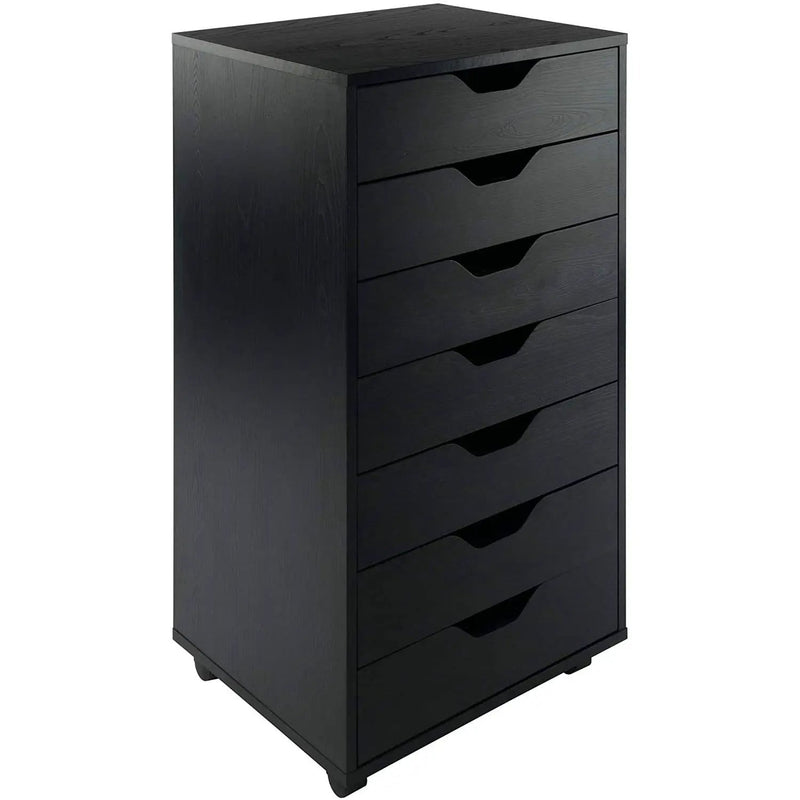 Modern Scandinavian Style 7-Drawer Storage Cabinet Chest in Black Finish by HomePacific