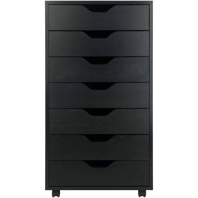 Modern Scandinavian Style 7-Drawer Storage Cabinet Chest in Black Finish by HomePacific