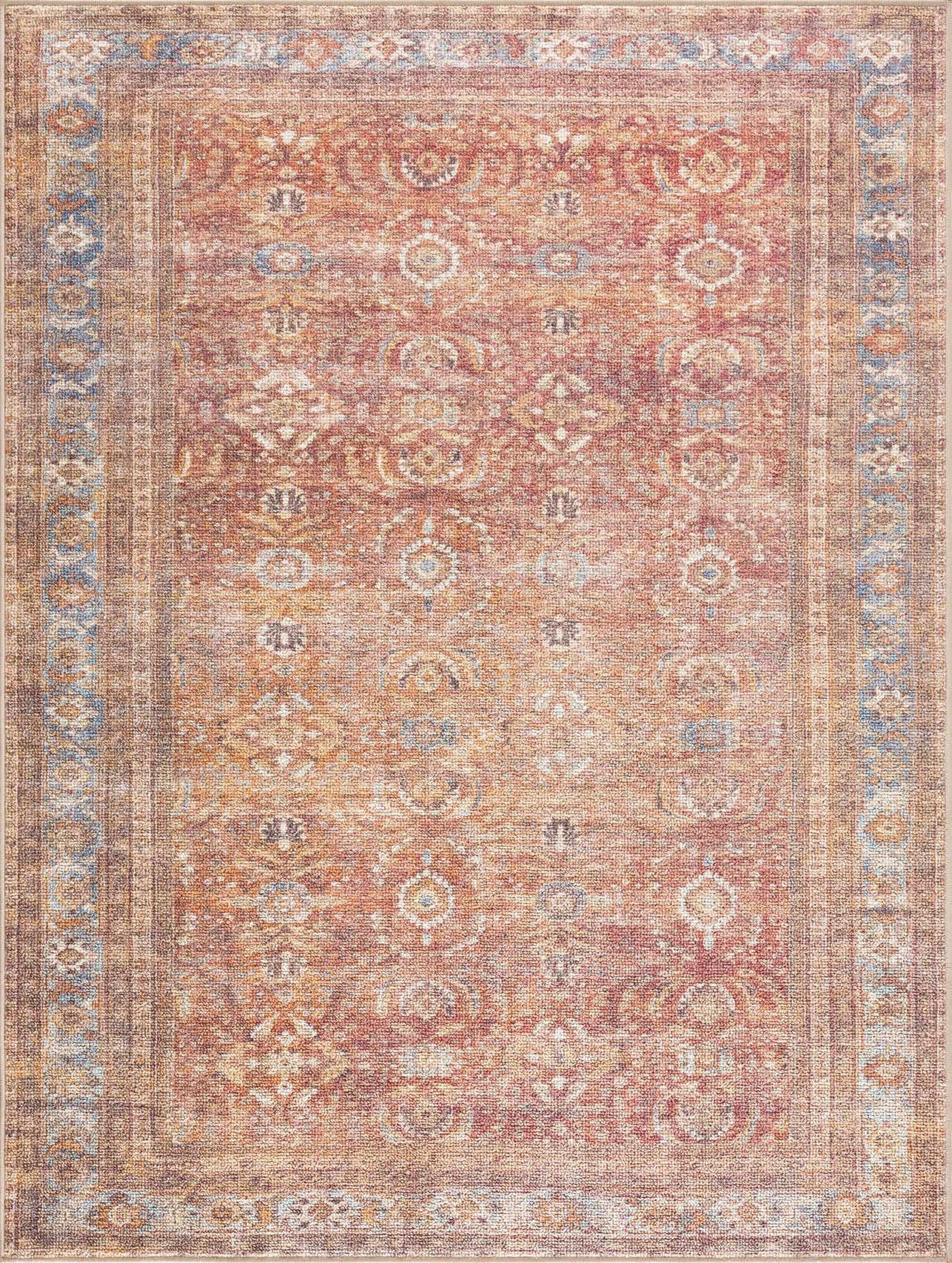 Anshu Peach Washable Area Rug - Clearance by Boutique Rugs