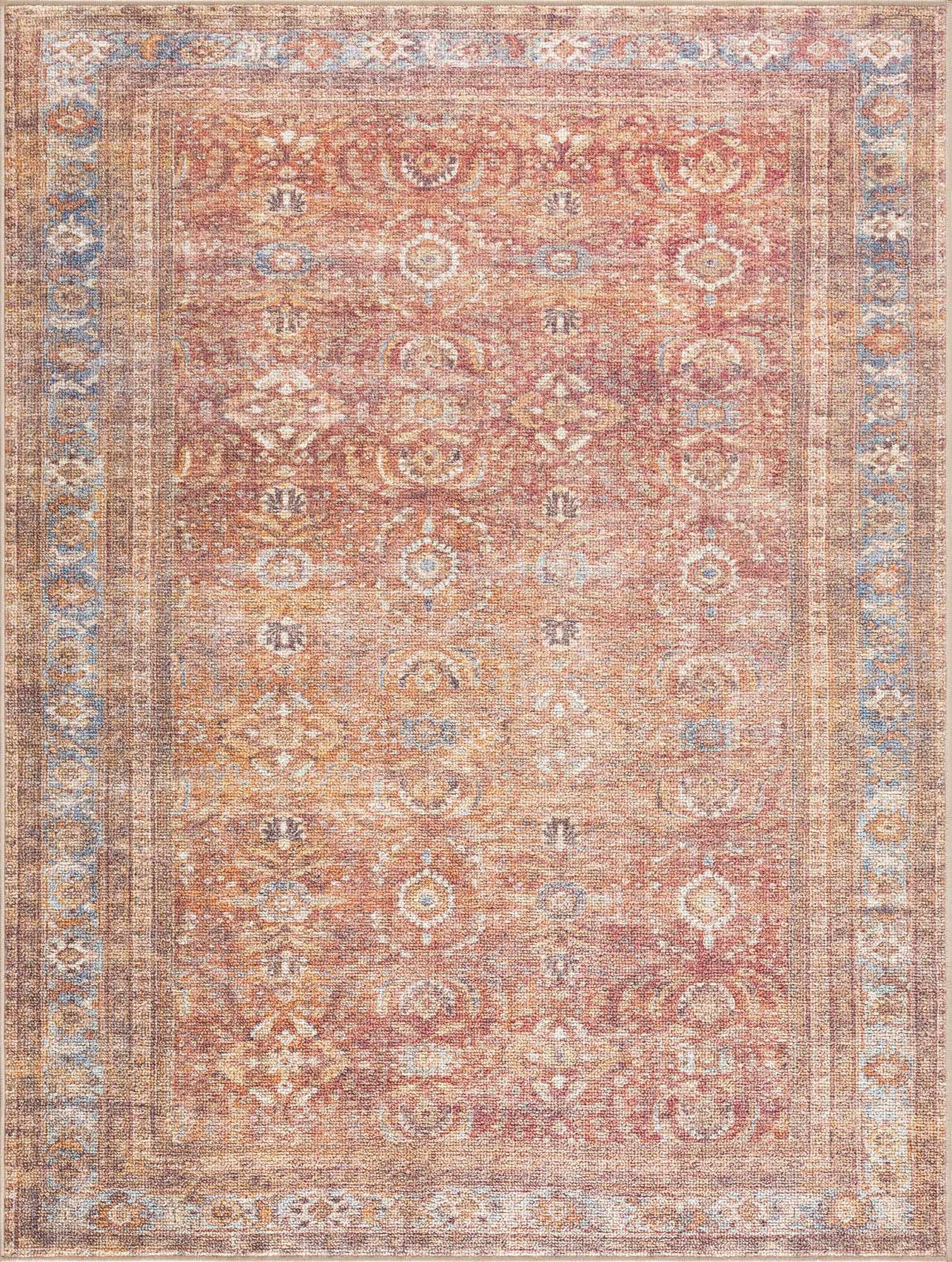 Anshu Peach Washable Area Rug - Clearance by Boutique Rugs