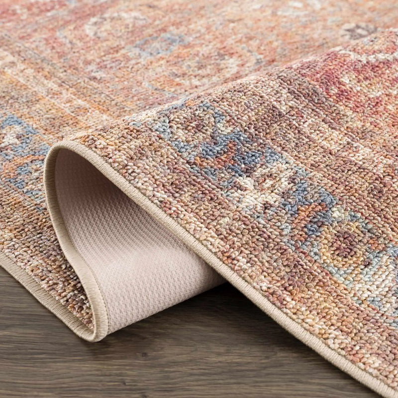 Anshu Peach Washable Area Rug - Clearance by Boutique Rugs