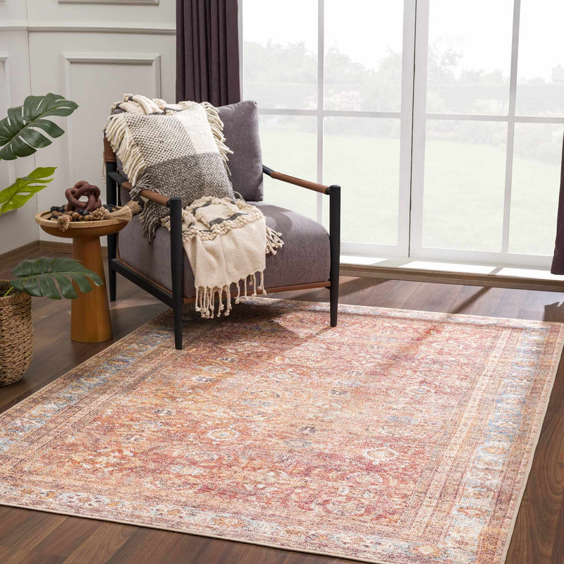 Anshu Peach Washable Area Rug - Clearance by Boutique Rugs