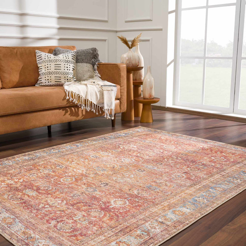 Anshu Peach Washable Area Rug - Clearance by Boutique Rugs