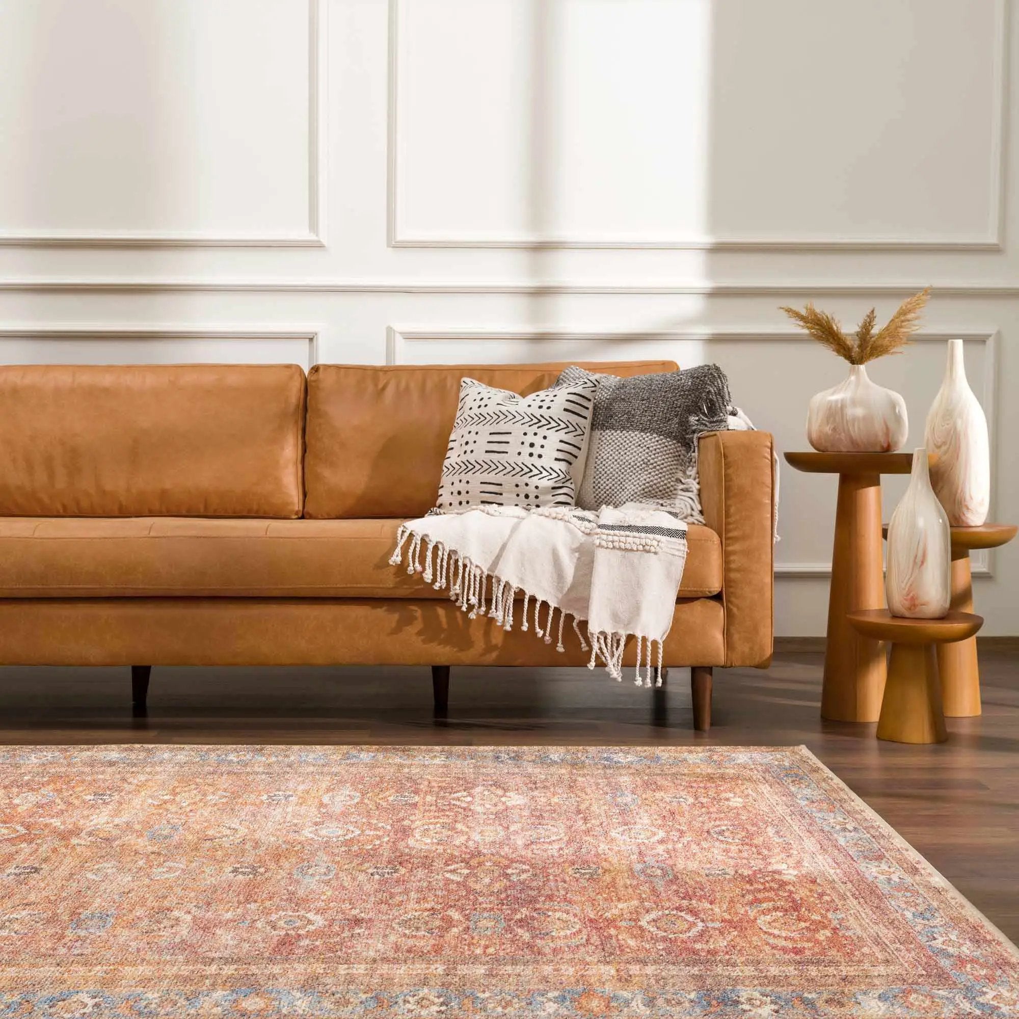 Anshu Peach Washable Area Rug - Clearance by Boutique Rugs