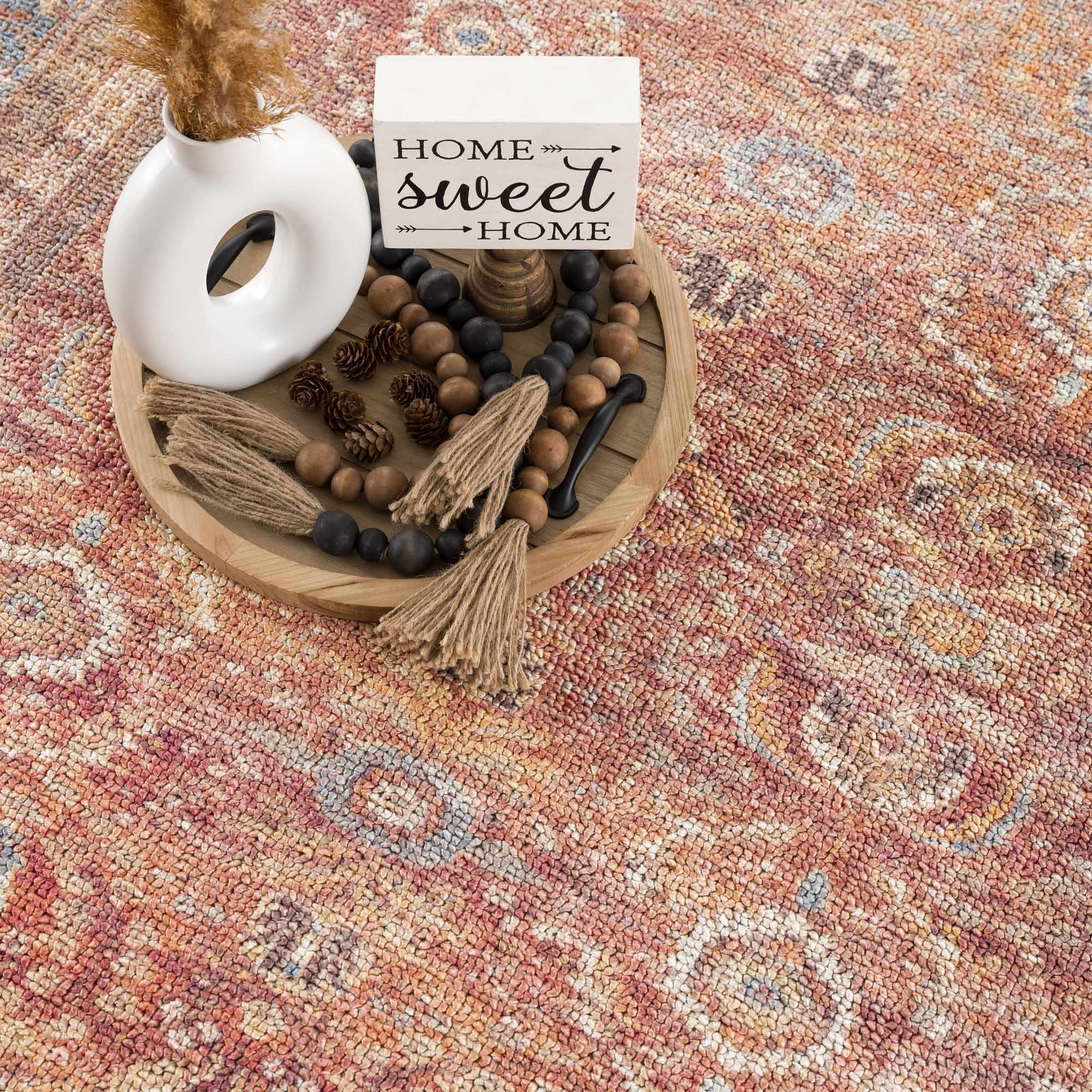Anshu Peach Washable Area Rug - Clearance by Boutique Rugs