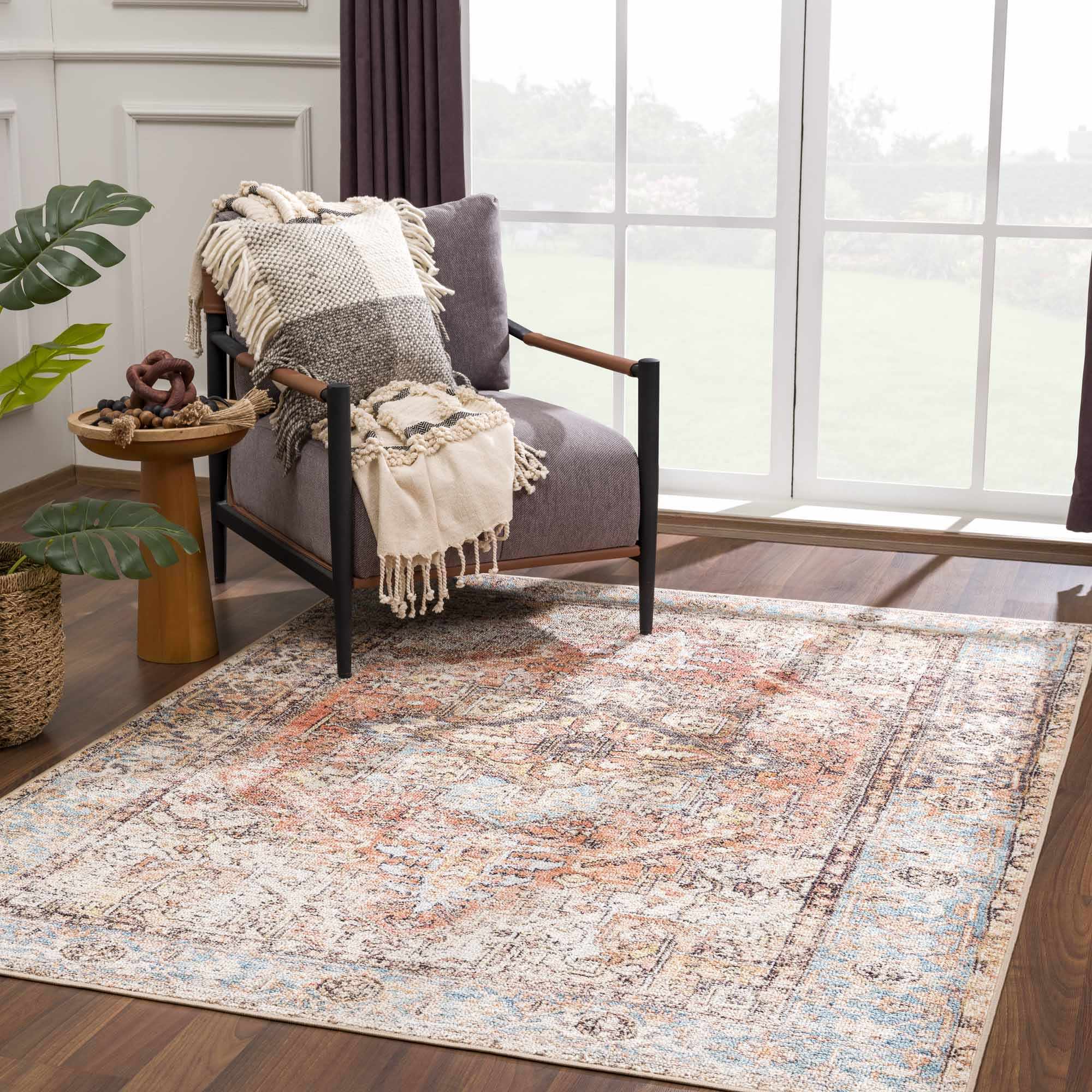 Beck Peach Washable Area Rug - Clearance by Boutique Rugs