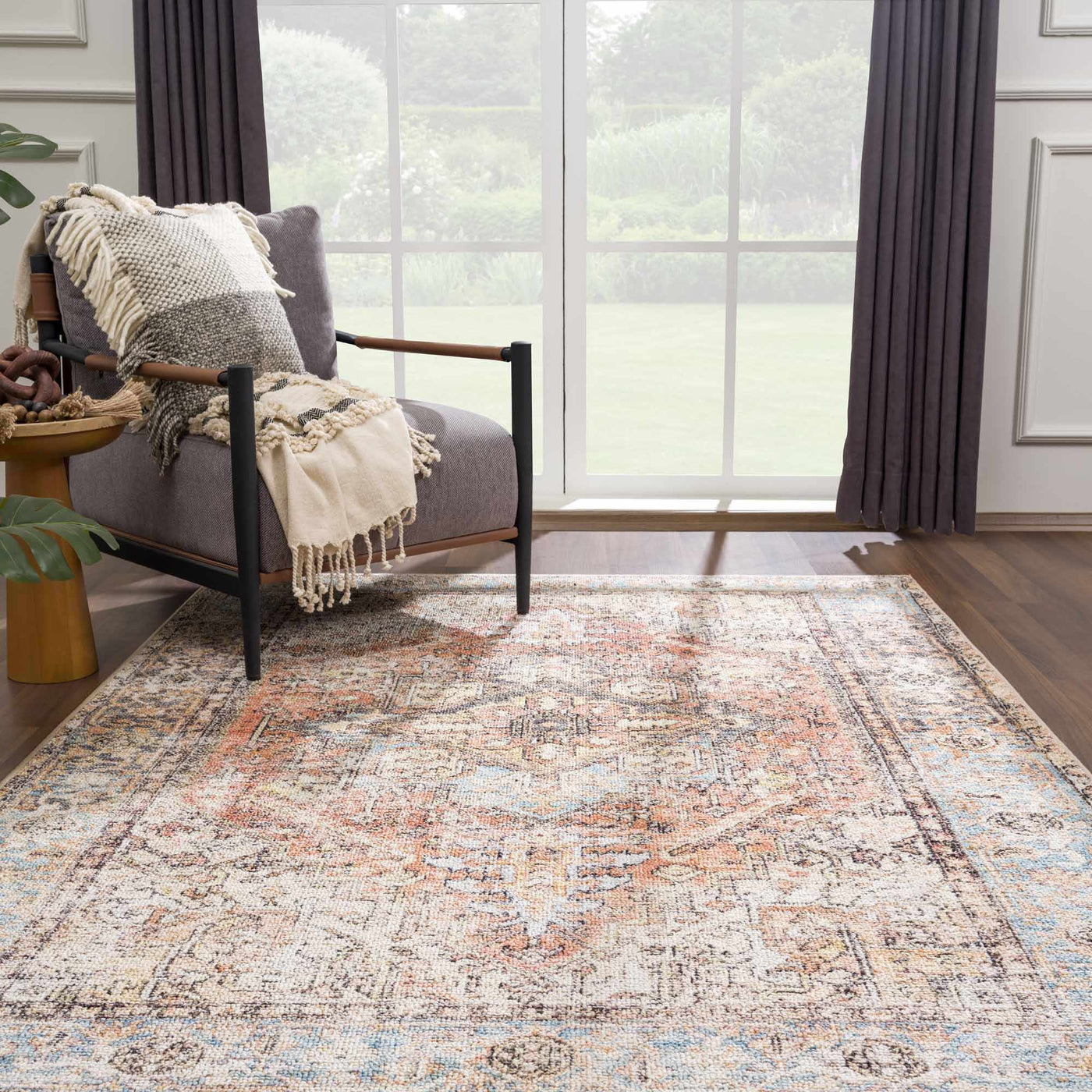 Beck Peach Washable Area Rug - Clearance by Boutique Rugs