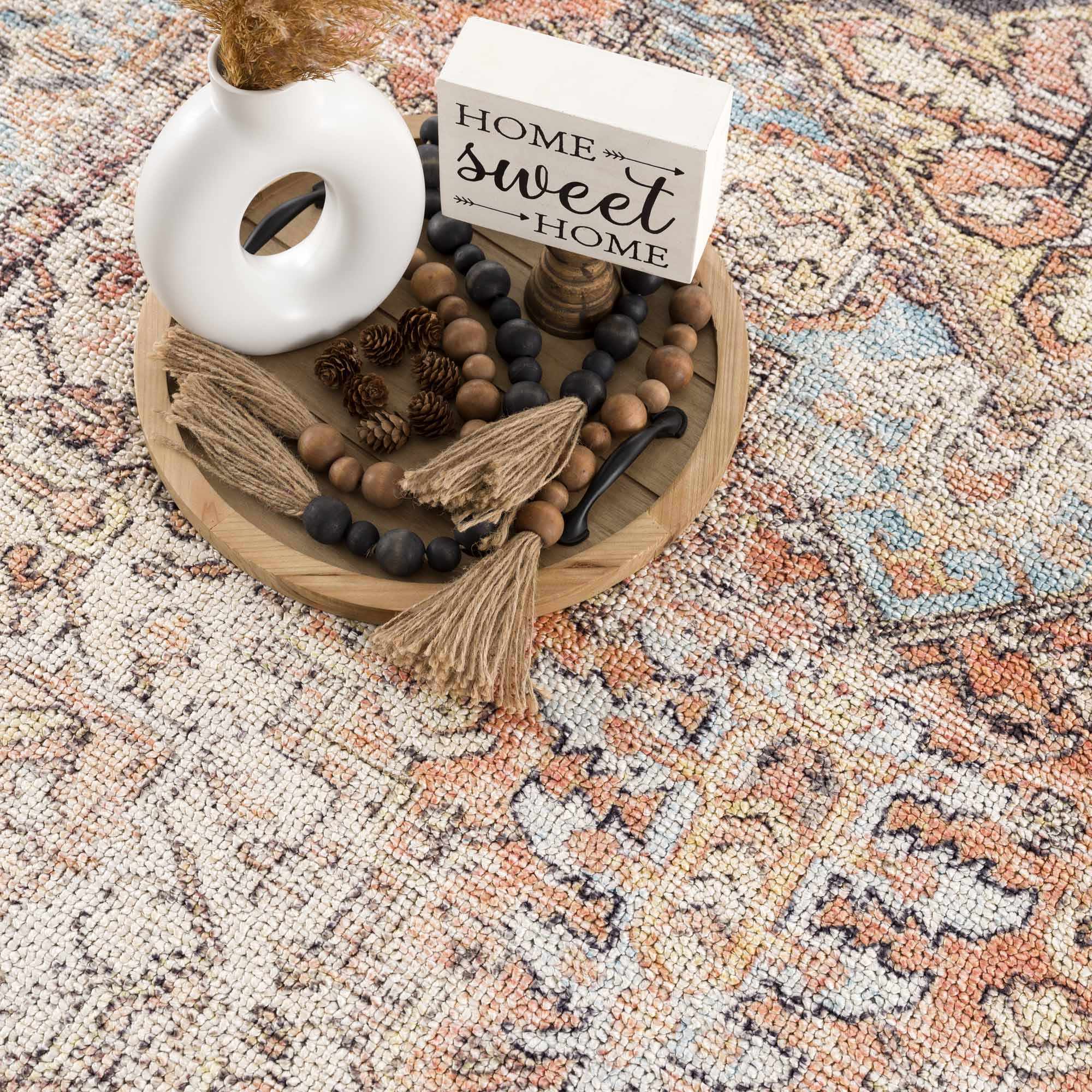 Beck Peach Washable Area Rug - Clearance by Boutique Rugs