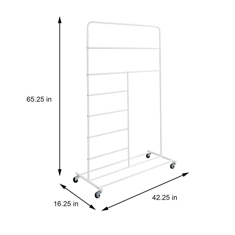 White Rolling Multi Use Laundry Clothes Drying Rack by HomePacific