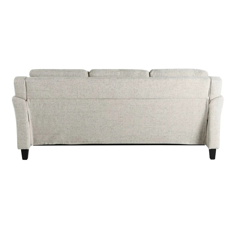 Modern 3-Seater Upholstered Sofa in Cream Microfiber with Button Tufted Cushions by HomePacific