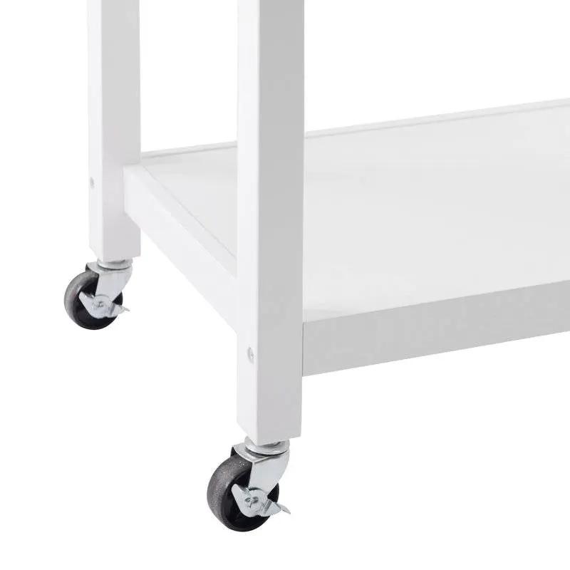 White Stainless Steel Top Kitchen Cart with Drawer and Storage Shelves by HomePacific