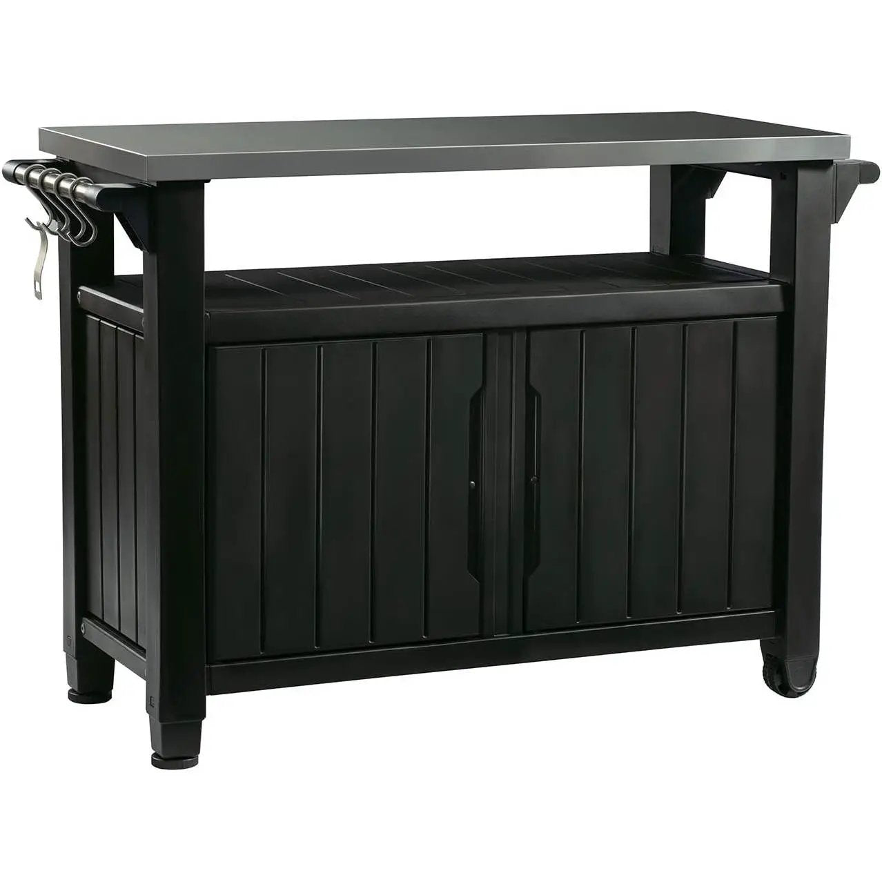 Outdoor Grill Party Bar Serving Cart with Storage in Graphite Grey by HomePacific