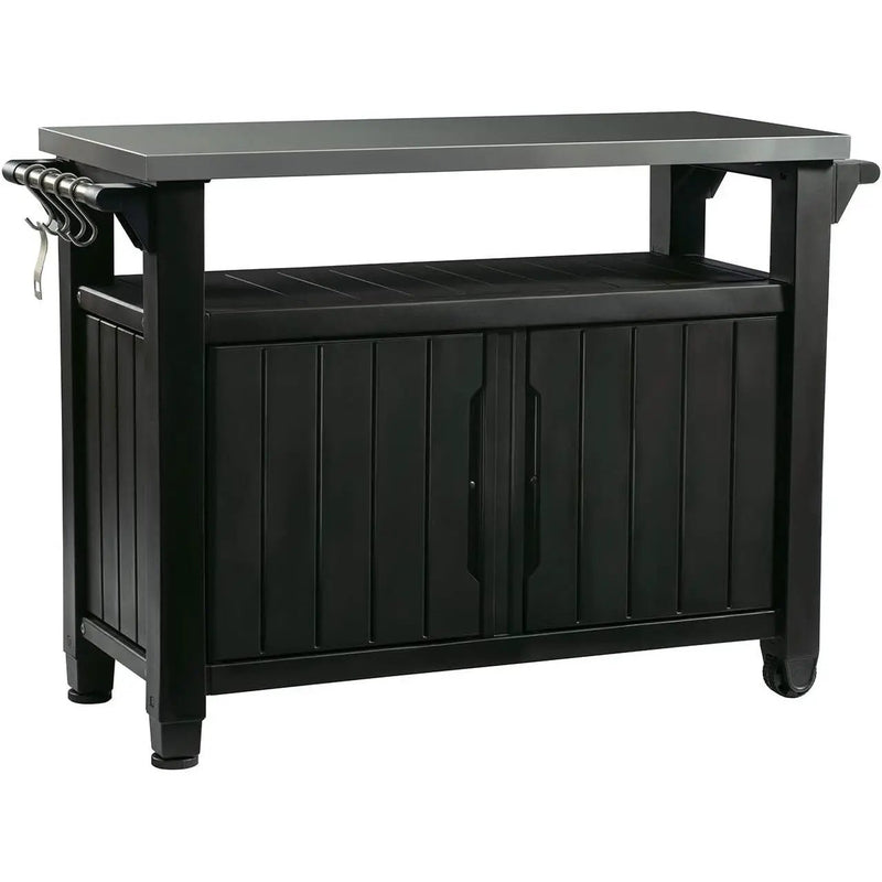 Outdoor Grill Party Bar Serving Cart with Storage in Graphite Grey by HomePacific