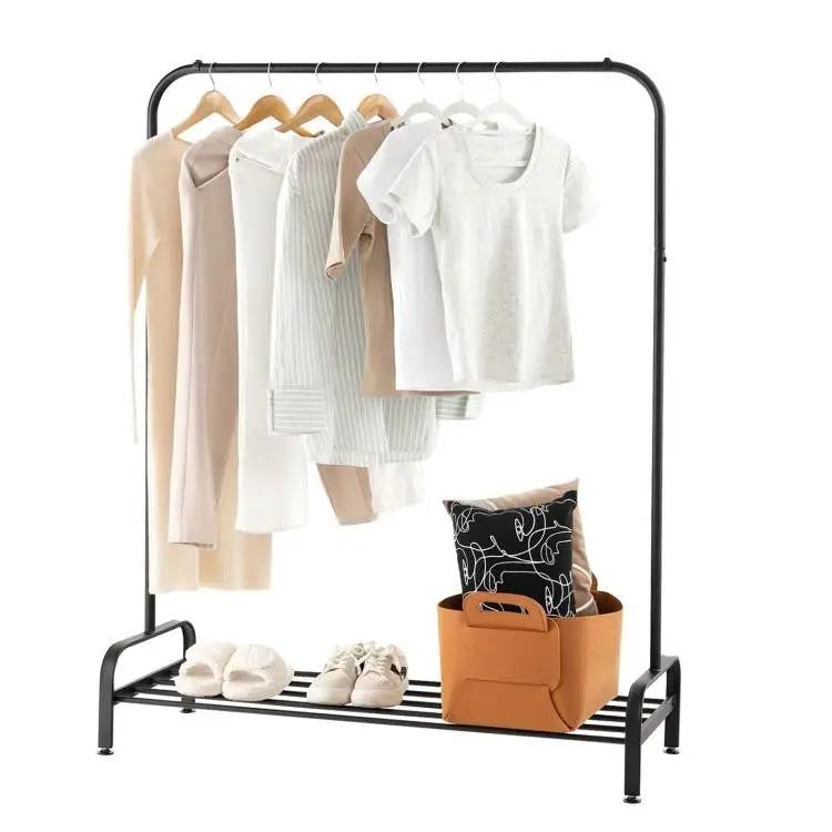 Heavy Duty Metal Garment Rack Clothes Hanging Rod with Bottom Storage Shelf by HomePacific