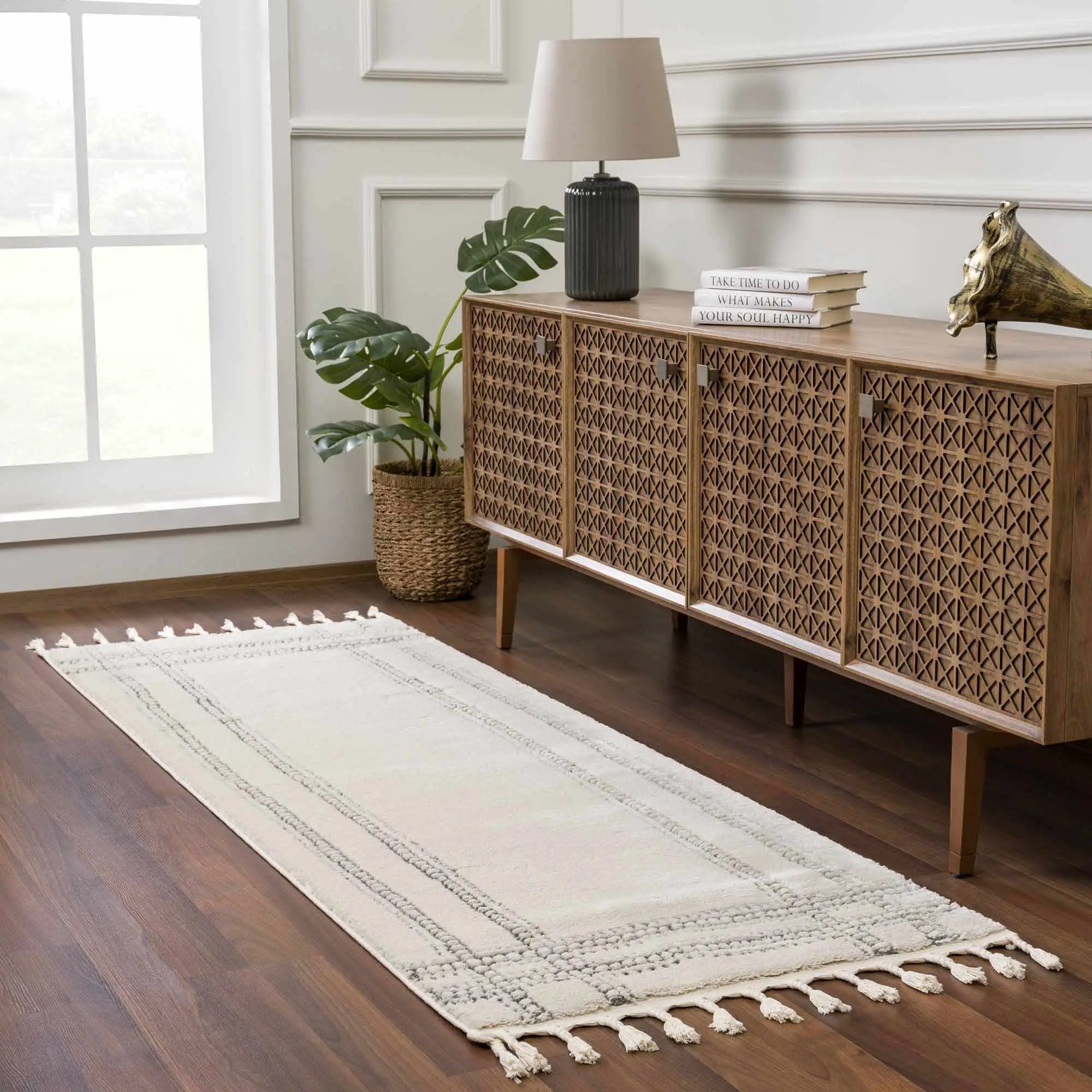 Ryuu Ivory & Gray Area Rug by Boutique Rugs