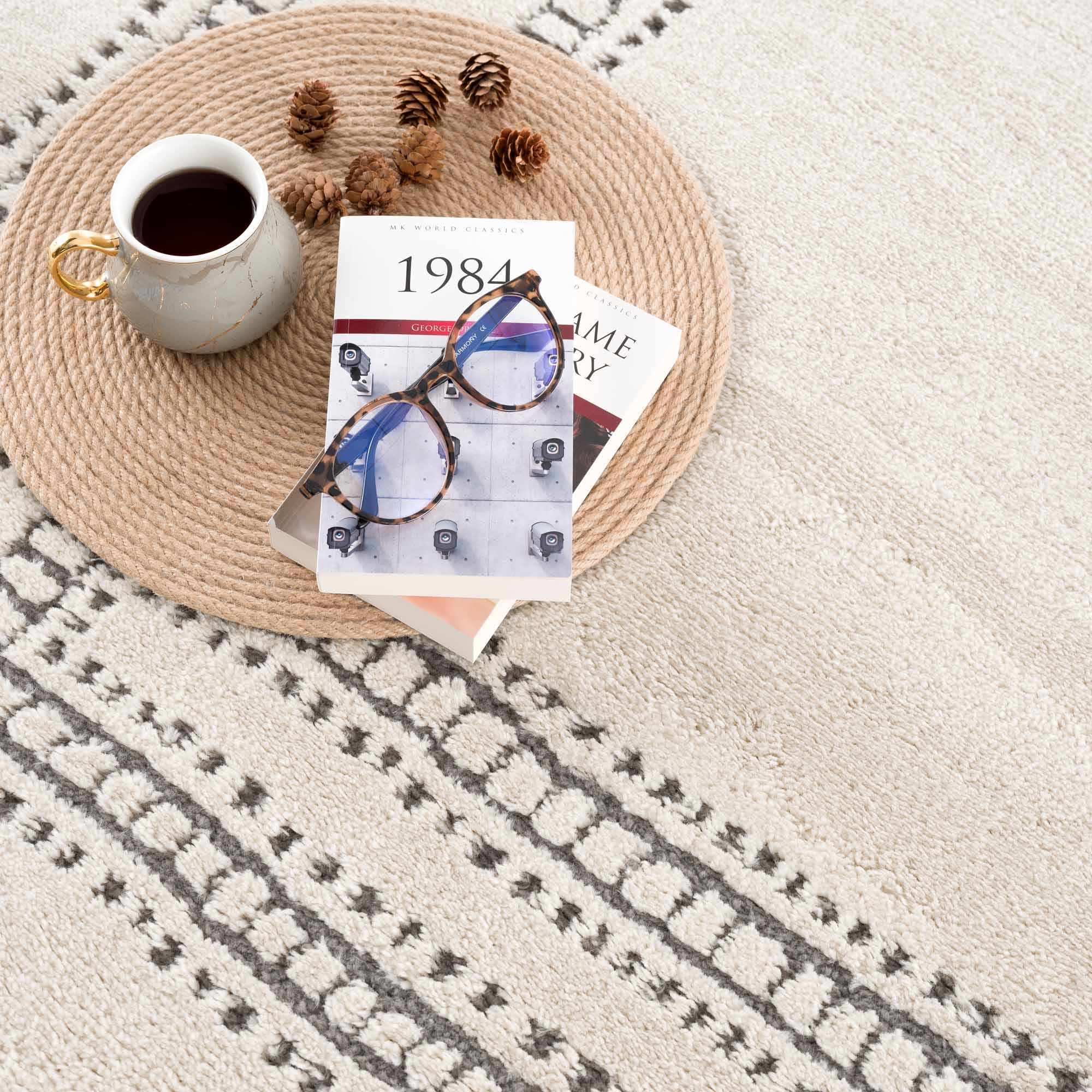 Ryuu Ivory & Gray Area Rug by Boutique Rugs