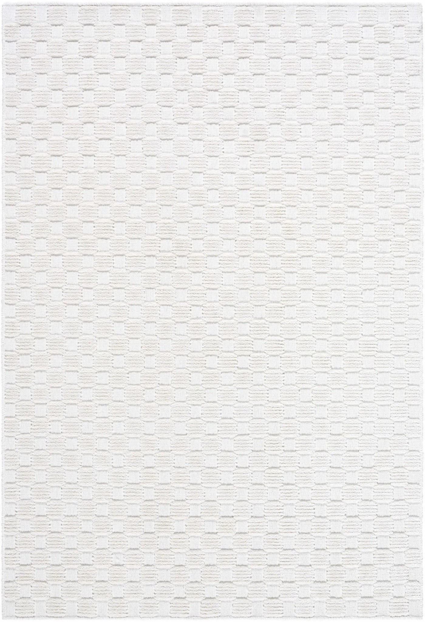 Anthea Off-White 3D Checkered Washable Rug by Boutique Rugs