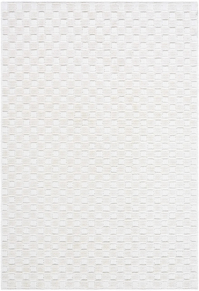 Anthea Off-White 3D Checkered Washable Rug by Boutique Rugs