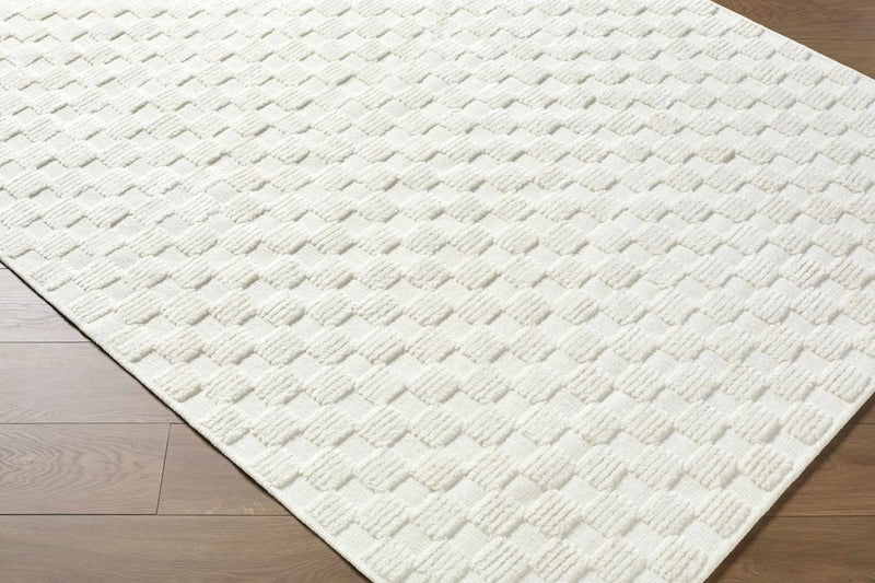 Anthea Off-White 3D Checkered Washable Rug by Boutique Rugs