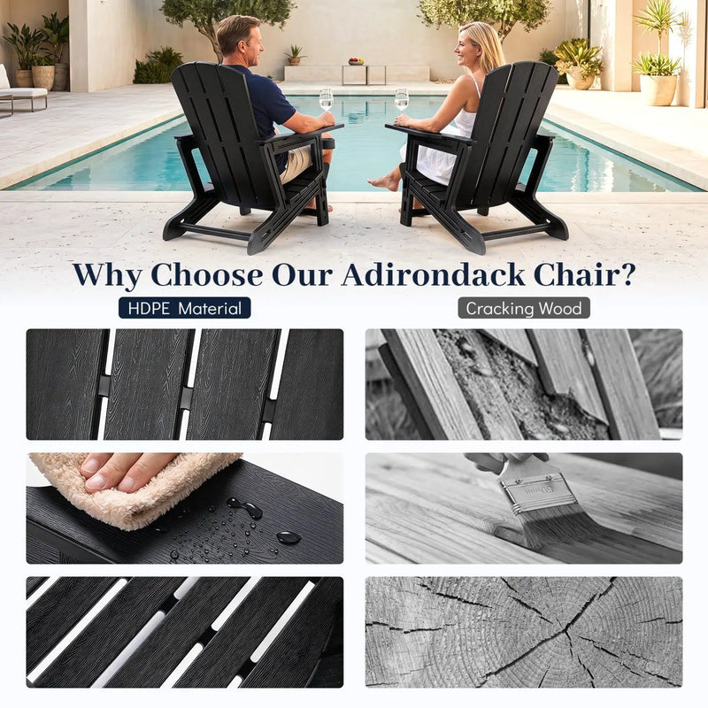 HDPE Adirondack Chair with Realistic Wood Grain by DirectDeals