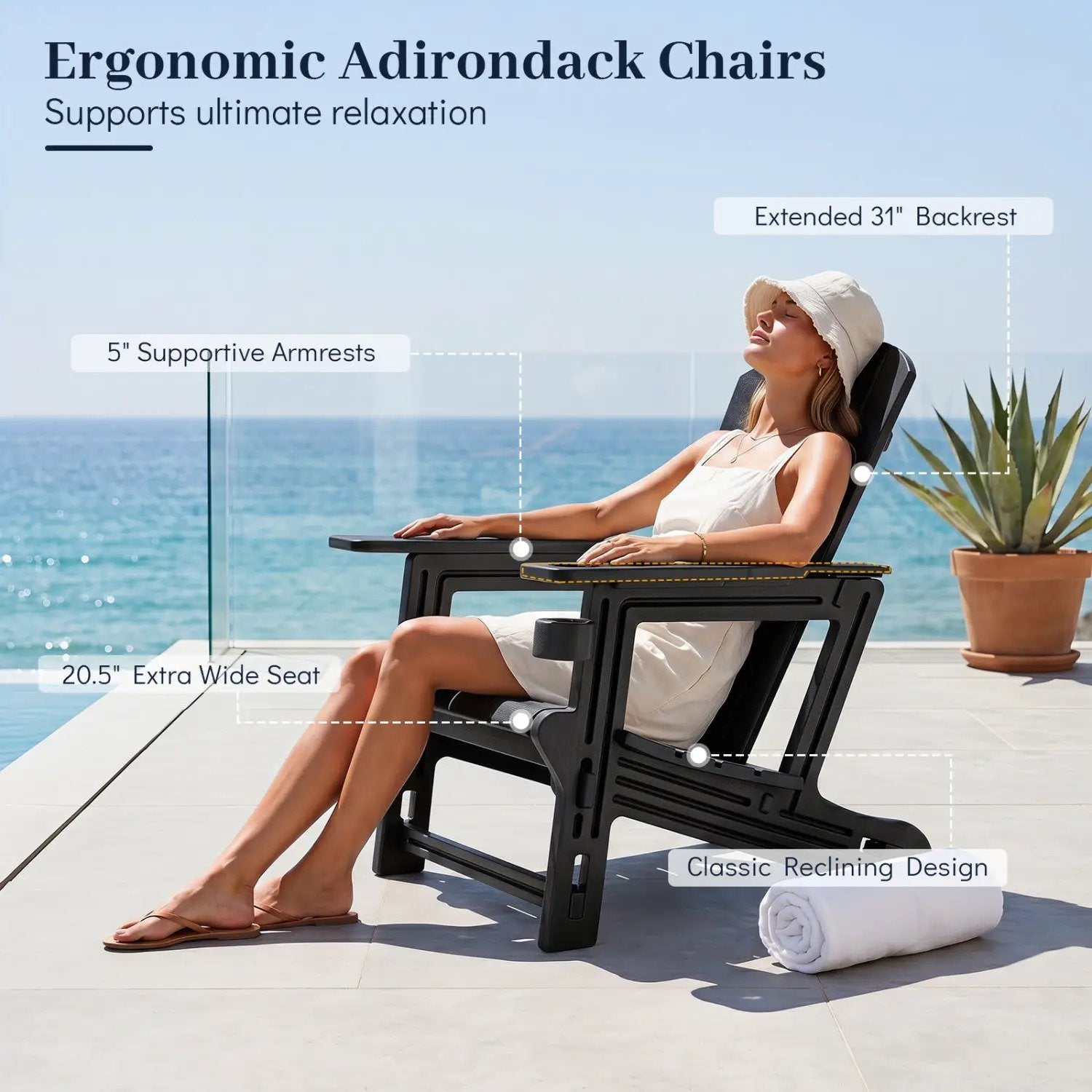 HDPE Adirondack Chair with Realistic Wood Grain by DirectDeals