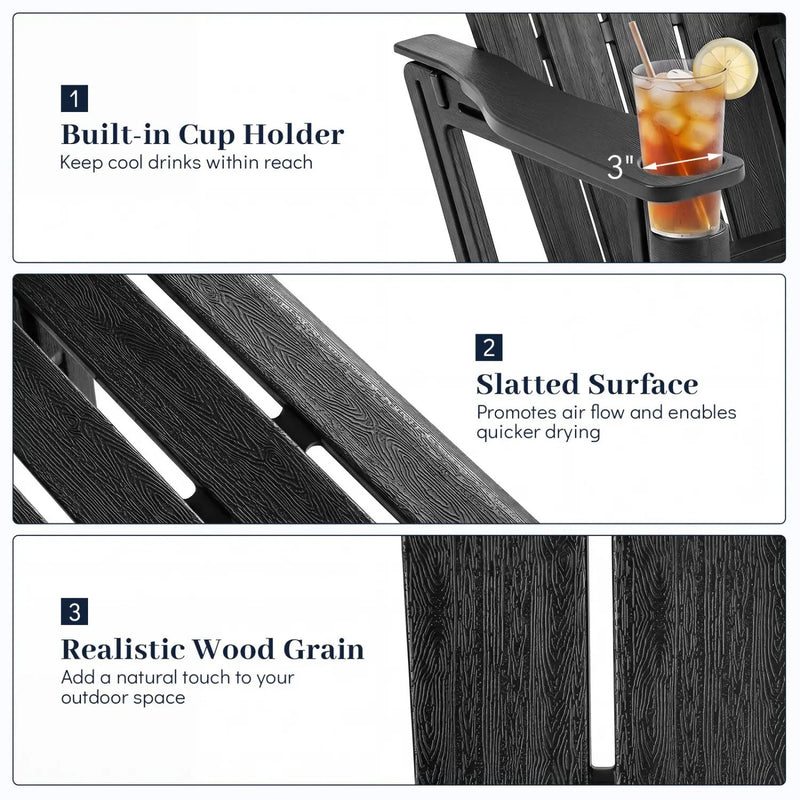 HDPE Adirondack Chair with Realistic Wood Grain by DirectDeals