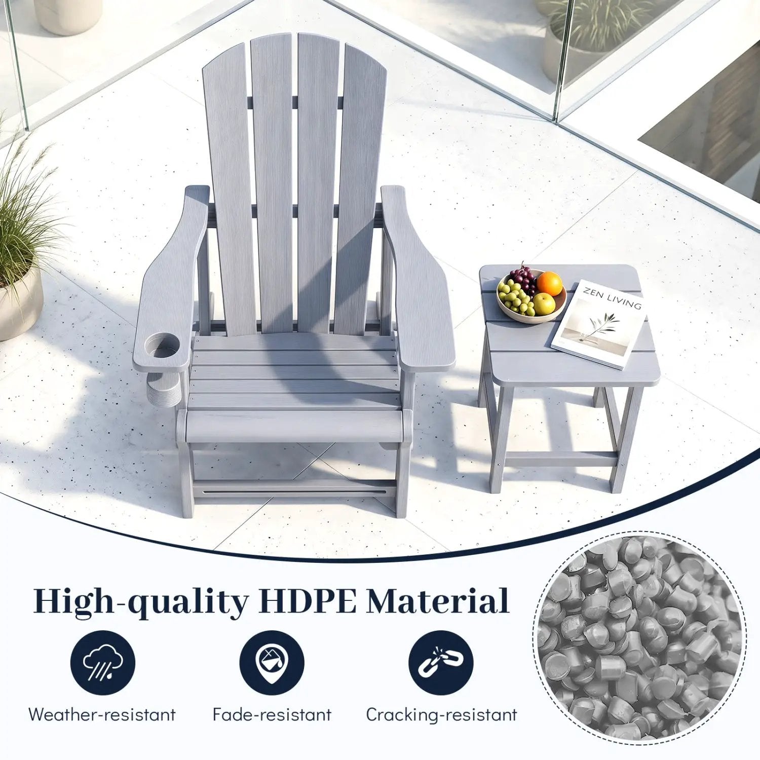 HDPE Adirondack Chair with Realistic Wood Grain by DirectDeals