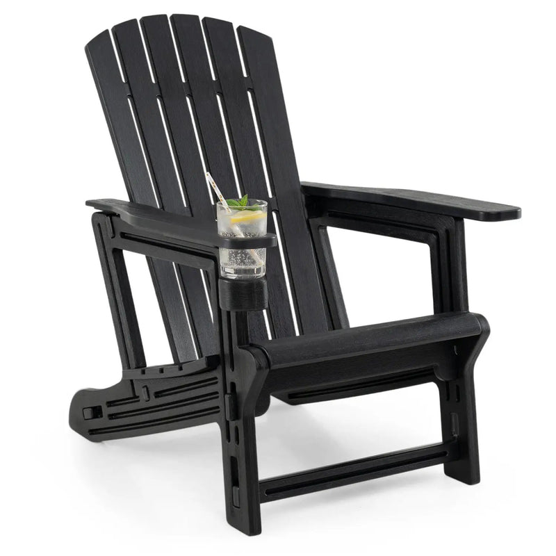 HDPE Adirondack Chair with Cup Holder - Weather Resistant by DirectDeals