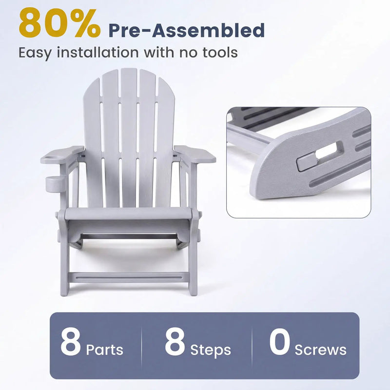 HDPE Adirondack Chair with Cup Holder - Weather Resistant by DirectDeals