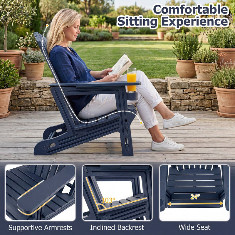 Adirondack Chair with Cup Holder - Weather-Resistant HDPE by DirectDeals
