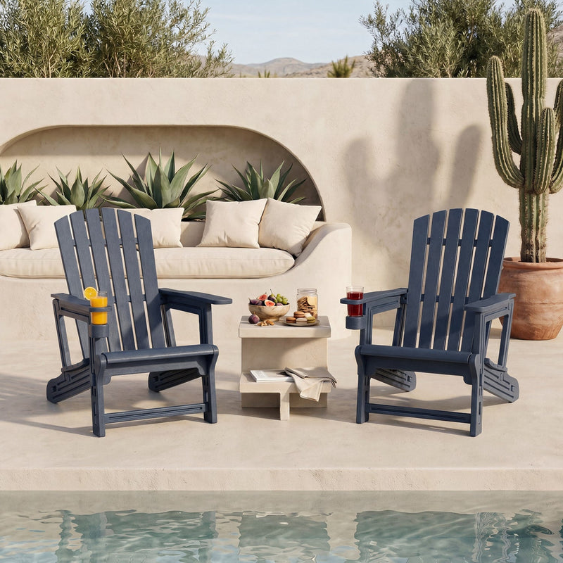 Adirondack Chair with Cup Holder - Weather-Resistant HDPE by DirectDeals