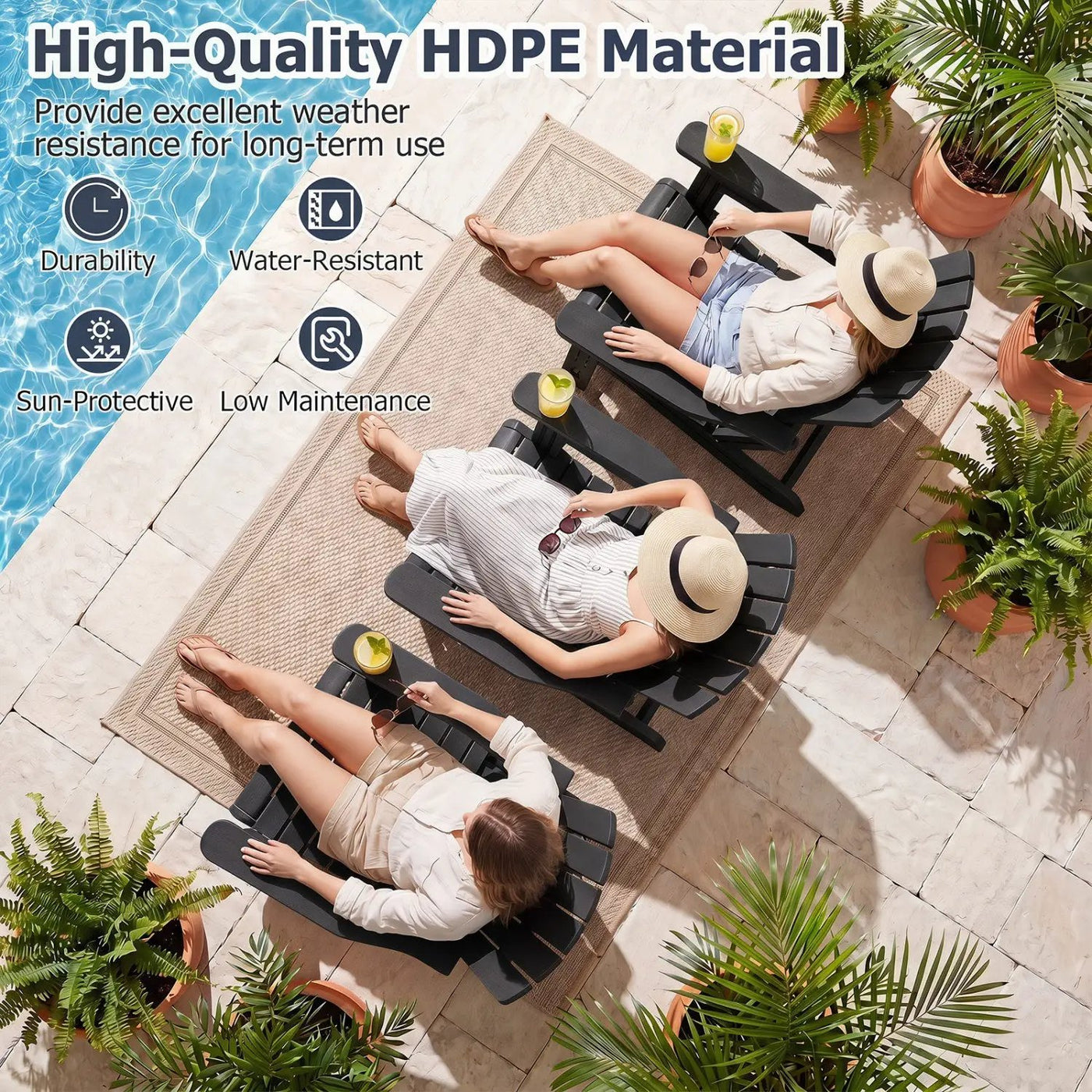 Adirondack Chair with Cup Holder - Weather-Resistant HDPE by DirectDeals