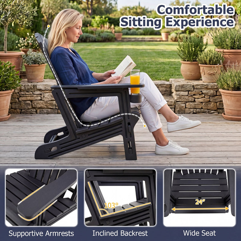 Adirondack Chair with Cup Holder - Weather-Resistant HDPE by DirectDeals