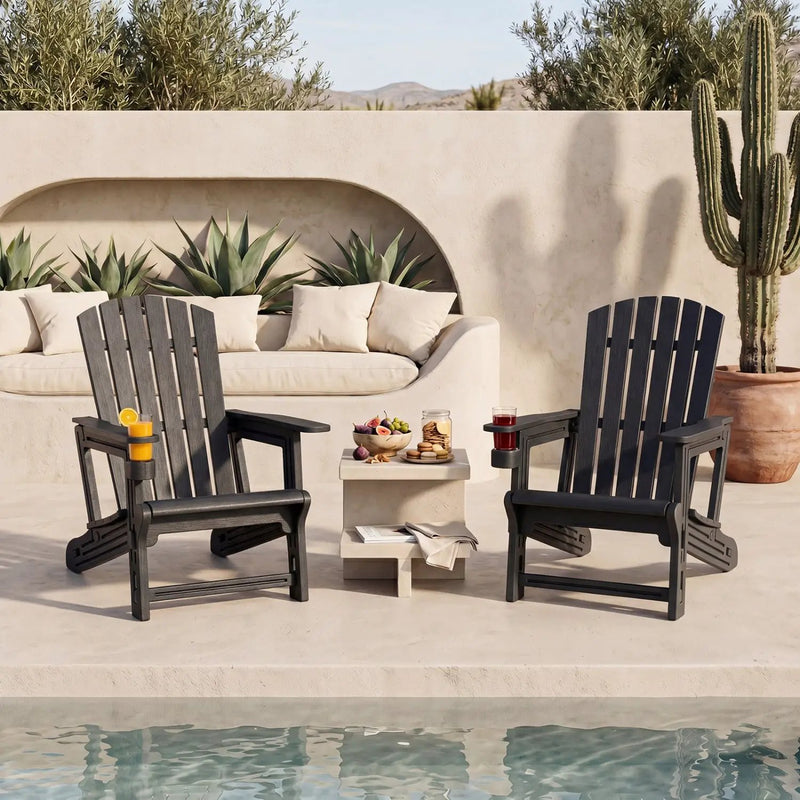 Adirondack Chair with Cup Holder - Weather-Resistant HDPE by DirectDeals