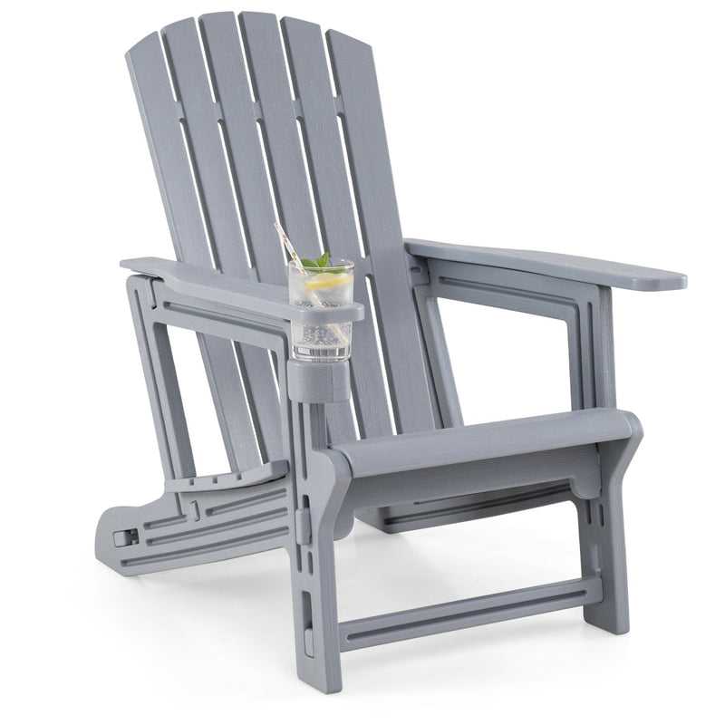 Adirondack Chair with Cup Holder - Weather-Resistant HDPE by DirectDeals
