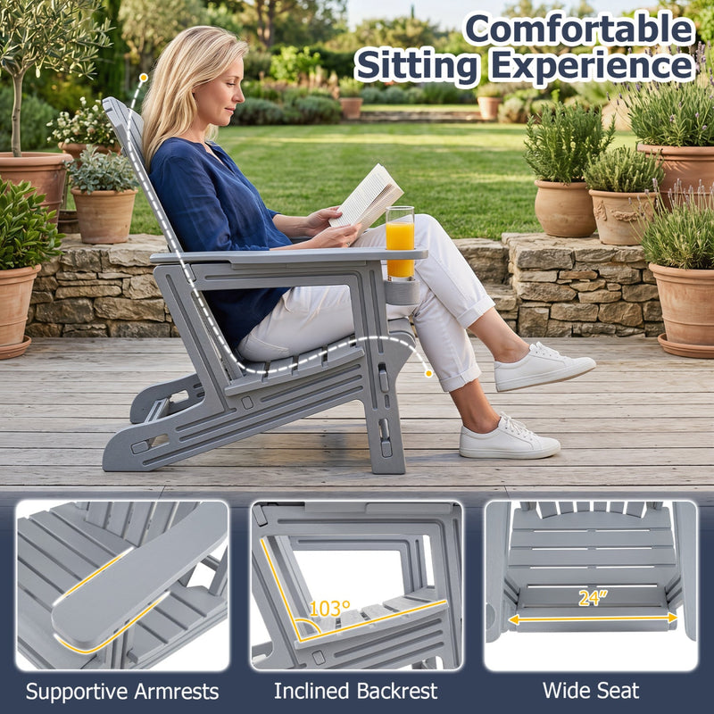 Adirondack Chair with Cup Holder - Weather-Resistant HDPE by DirectDeals
