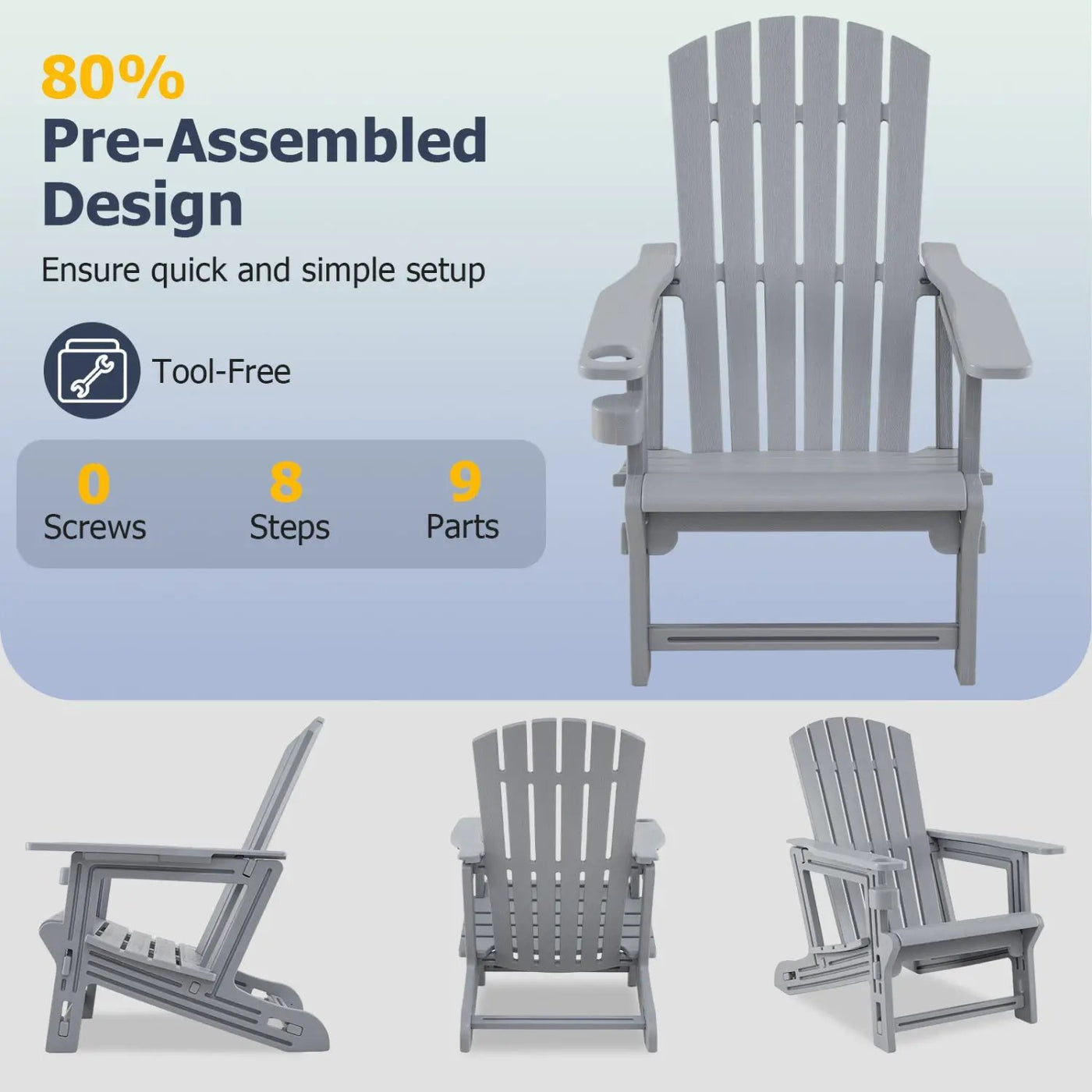 Adirondack Chair with Cup Holder - Weather-Resistant HDPE by DirectDeals