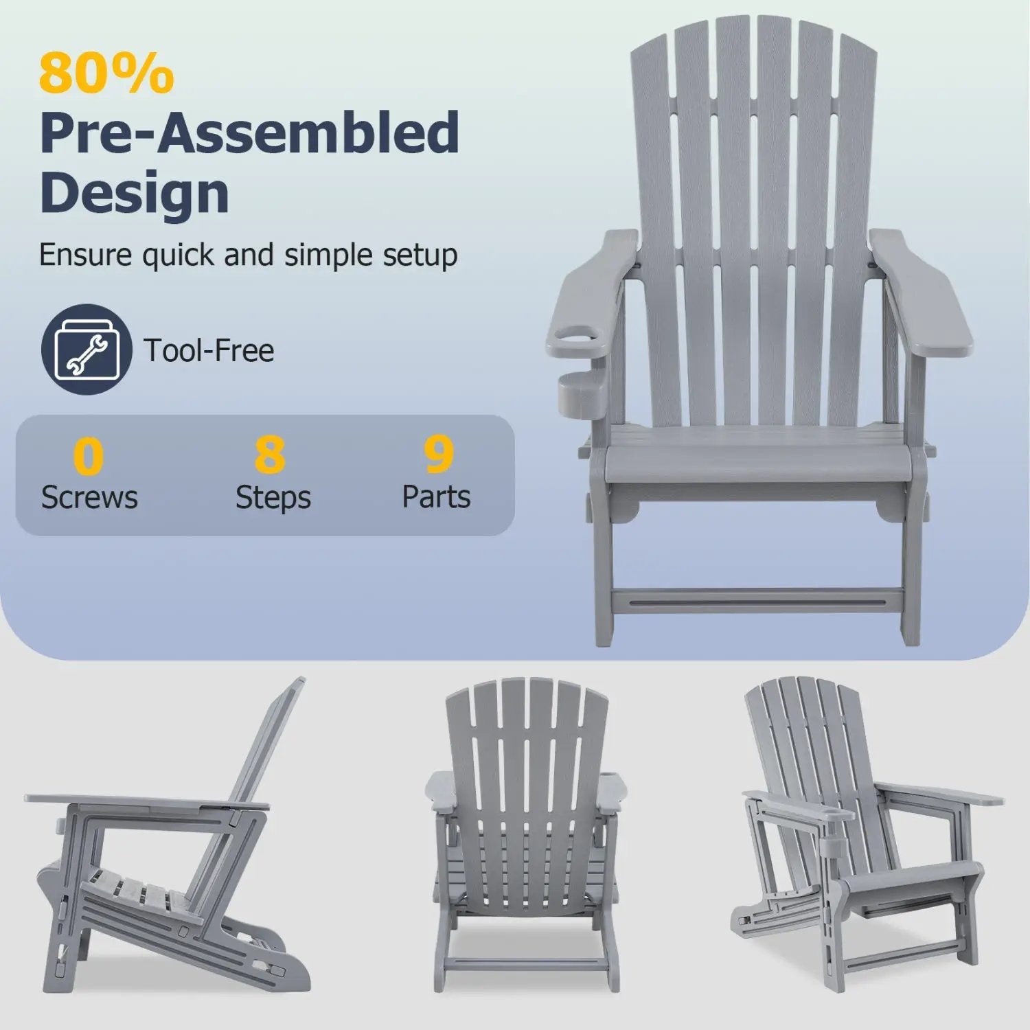 Adirondack Chair with Cup Holder - Weather-Resistant HDPE by DirectDeals