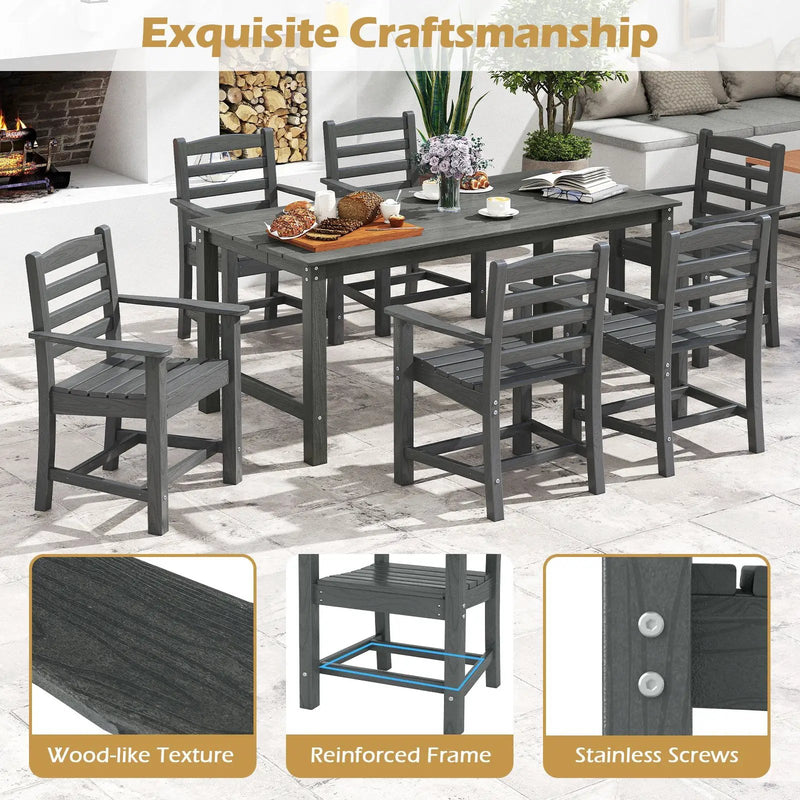 HDPE All Weather Patio Dining Chairs Set of 2 with Wide Armrests by DirectDeals
