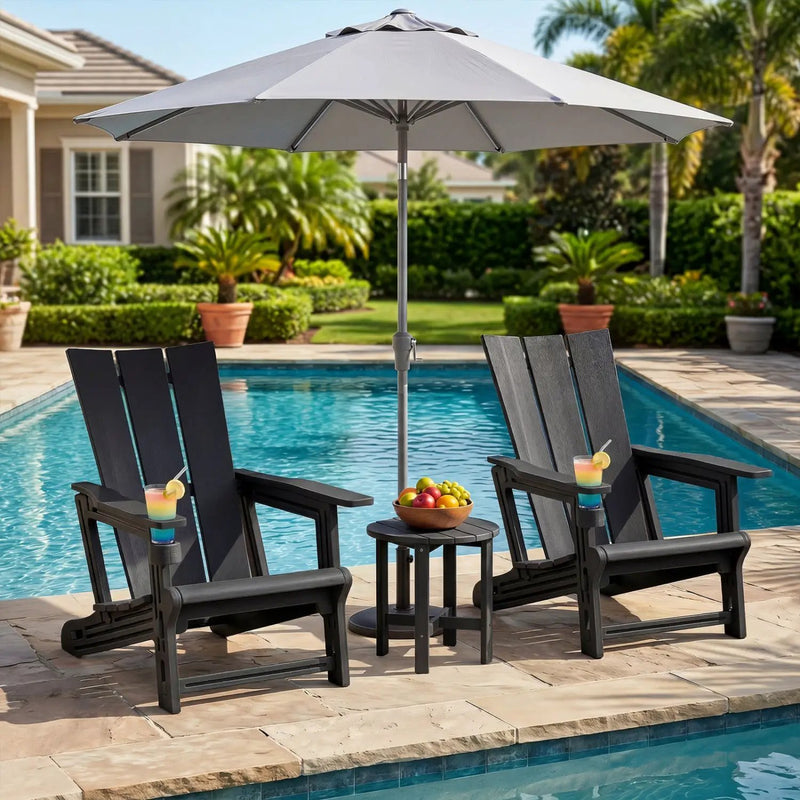 Adirondack Chair with Cup Holder - HDPE Outdoor Seating by DirectDeals